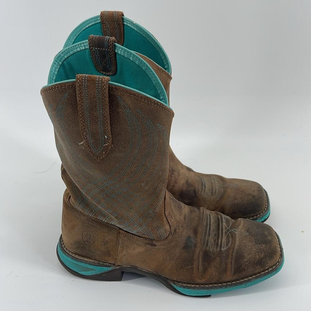 Ariat Anthem Java Leather Pull On Embroidered Squ… - image 4